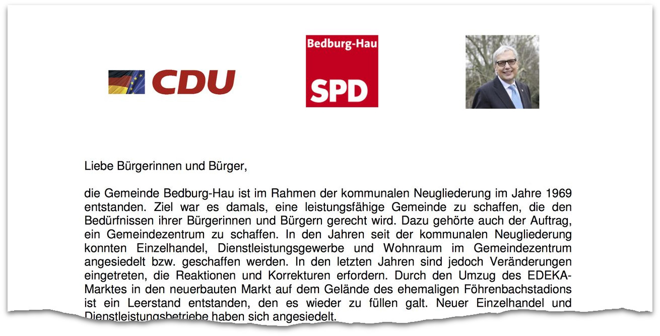 Offizielle Stellungnahme zum Bürgerentscheid „Parkplatzerweiterung im Gemeindezentrum“